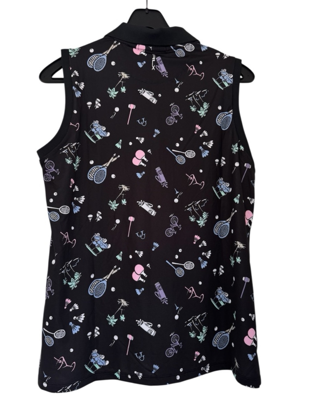 RLX Ralph Lauren Black Multi Tailored Fit Performance Sleeveless Polo Size Large - Picture 3 of 7